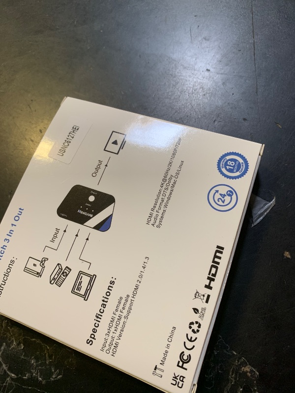 Photo 1 of [Upgrade] HDMI Switch 3 in 1 Out, 4K@60Hz HDMI 2.0 Switch Splitter with 2.6FT Long HDMI Cable, 3-Port HDMI Switcher Selector, Supports 4K 30Hz 3D 1080P HDCP2.2 for PS5 Xbox DVD Player Fire Stick PC