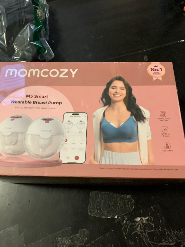 Photo 1 of Momcozy M5 Smart APP Controlled Wearable Breast Pump, Hands-Free Wireless Electric Pump, 3 Modes 9 Suction Levels, BPA-Free, Portable Lightweight, 24mm Flange, 2-Pack Cozy Red