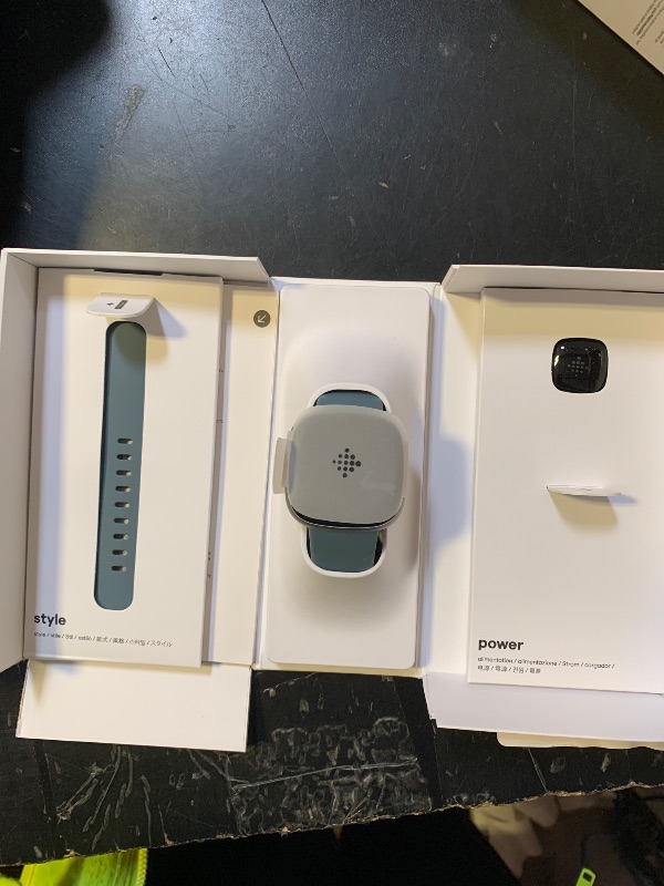 Photo 1 of Fitbit Versa 4 Fitness Smartwatch with Daily Readiness, GPS, 24/7 Heart Rate, 40+ Exercise Modes, Sleep Tracking and more, Waterfall Blue/Platinum, One Size (S & L Bands Included)