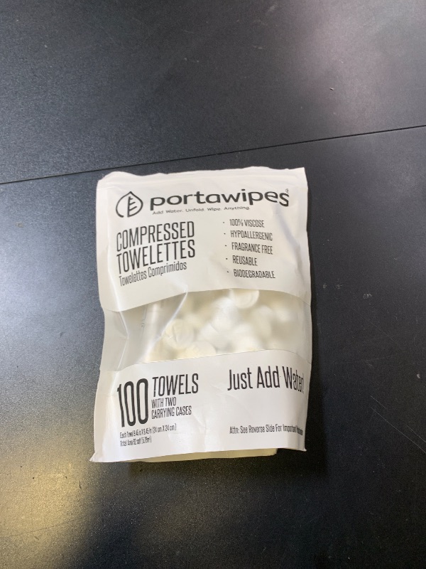 Photo 1 of Portawipes Coin Tissues | 100 Pack with 2 Carrying Cases | Toilet Paper Tablets | Compressed Towels | Expandable Wipes | Soft & Odor Free