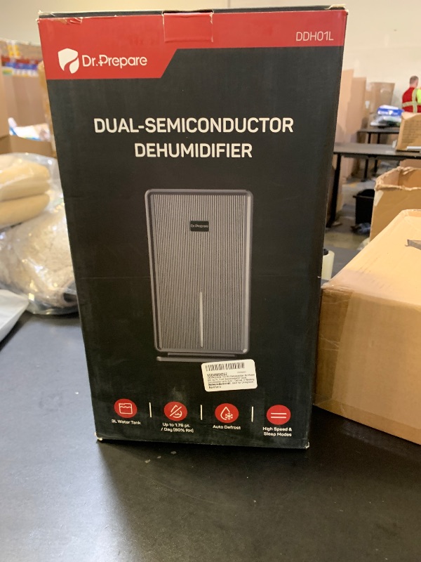 Photo 1 of DR.PREPARE 101 OZ Dehumidifier for Home 950 Sq.Ft, Dual Semiconductor Quiet Dehumidifier with Auto-Defrost, 2 Working Modes, Auto Shut Off, Ideal for Livingroom, Bedroom, Basement