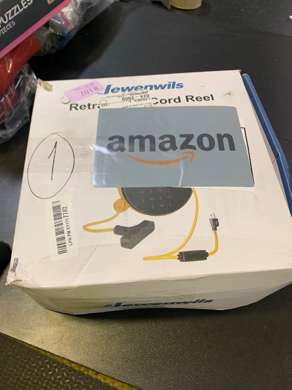 Photo 1 of DEWENWILS 30 Ft Retractable Extension Cord Reel, Ceiling/Wall Mount 16/3 Gauge SJTW Power Cord with 3 Electrical Outlets Pigtail for Garage and Shop, 10 Amp Circuit Breaker, Metal Plate, UL Listed