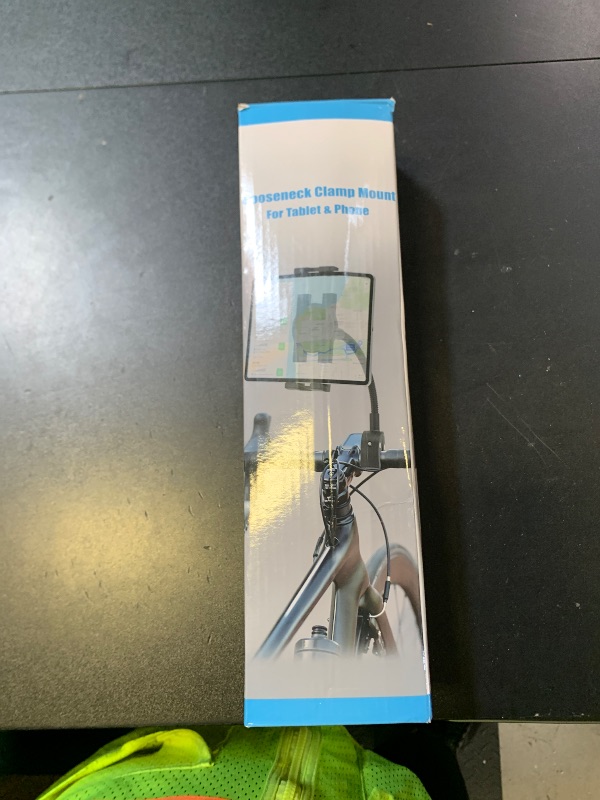 Photo 1 of YOOZ Stroller Wheelchair Boat Bike Tablet Holder Gooseneck [Flexible Aluminum Arm] Handlebar Tablet Mount Pole Bar Tube Clamp for iPad Mini Air Pro, Galaxy Tab, Kindle, Fire, Phone, 4-13"