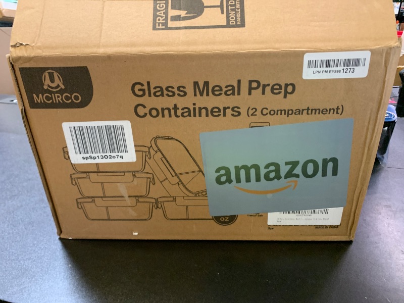 Photo 1 of [5-Pack,36 Oz]Glass Meal Prep Containers 2 Compartments Portion Control with Upgraded Snap Locking Lids Glass Food Storage Containers, Microwave, Oven, Freezer and Dishwasher (4.5 Cups, White)