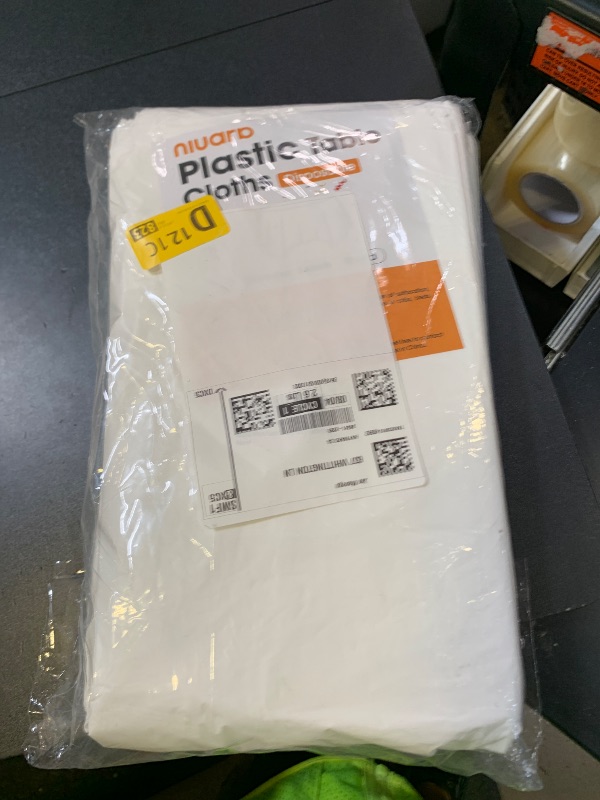 Photo 1 of Niuara White Plastic Table Cloth Round Table 15 Pack, 84'' Tablecloth for Round Tables, Table Cloth for Disposable Use, Table Cover for Holiday Party, Gathering