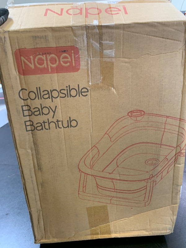Photo 1 of napei Collapsible Baby Bathtub,Baby Bath Tub with Soft Cushion & Thermometer,Baby Bathtub Newborn to Toddler 0-36 Months,Portable Travel Baby Tub
