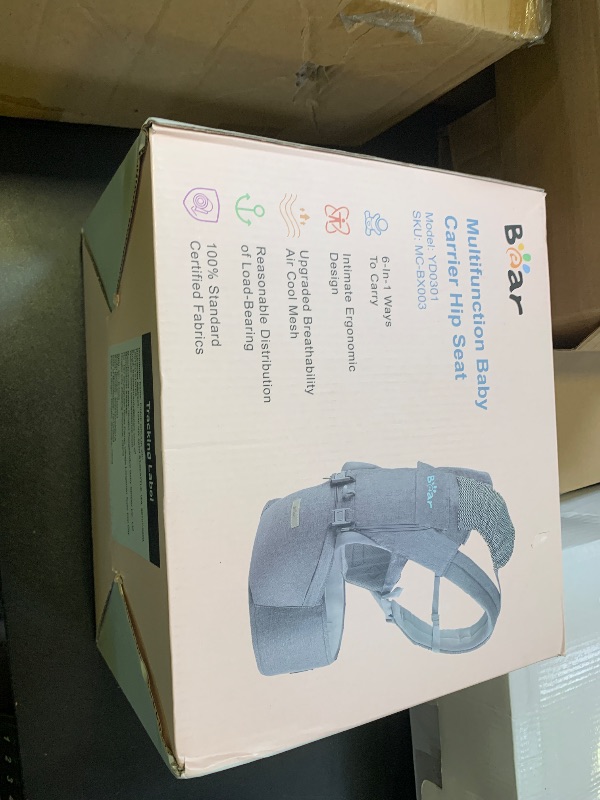Photo 1 of Bear Baby Carrier, 6-in-1 Baby Carrier Newborn to Toddler with Hip Seat (Ergonomic M Position) for 3-36 Month/ 7-44lbs Baby, Adjustable Size for Enhanced Lumbar Support, Perfect for On-The-go