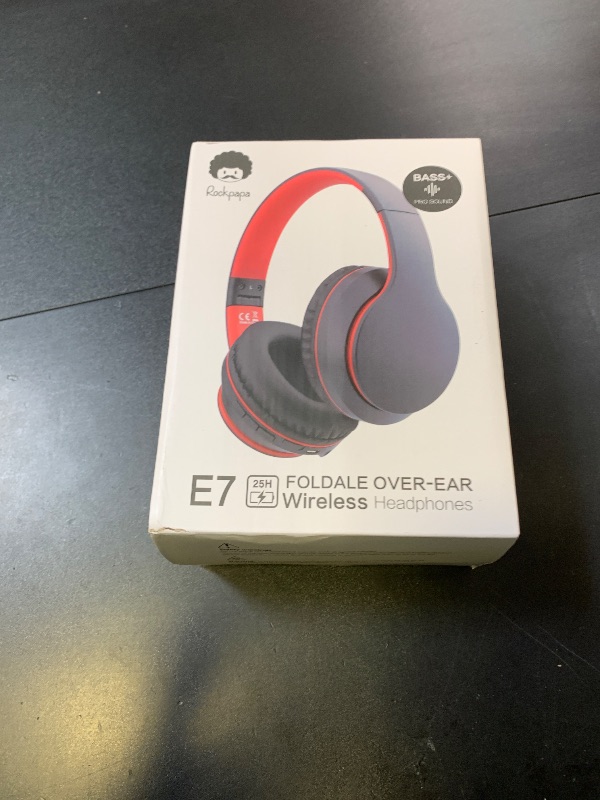 Photo 1 of rockpapa E7 Over Ear Wireless Bluetooth Headphones with Mic Include Travel Case, Foldable Wired/Wireless Headphones with Microphone for Kids Childrens Boys Girls Teen Youth Adult White Grey