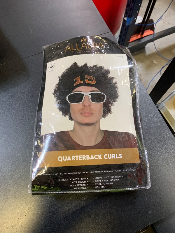 Photo 1 of ALLAURA - Patrick Mahomes Wig + Sweatband 100% Realistic Curly Brown Wig for Men Women Fits All Non-itch Football Cosplay