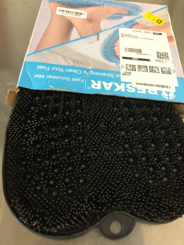Photo 1 of BESKAR Larger Shower Foot Scrubber Mat with Non-Slip Suction Cups- Cleans, Smooths, Exfoliates & Massages your Feet Without Bending, Improve Foot Circulation & Soothes Tired Feet- Black