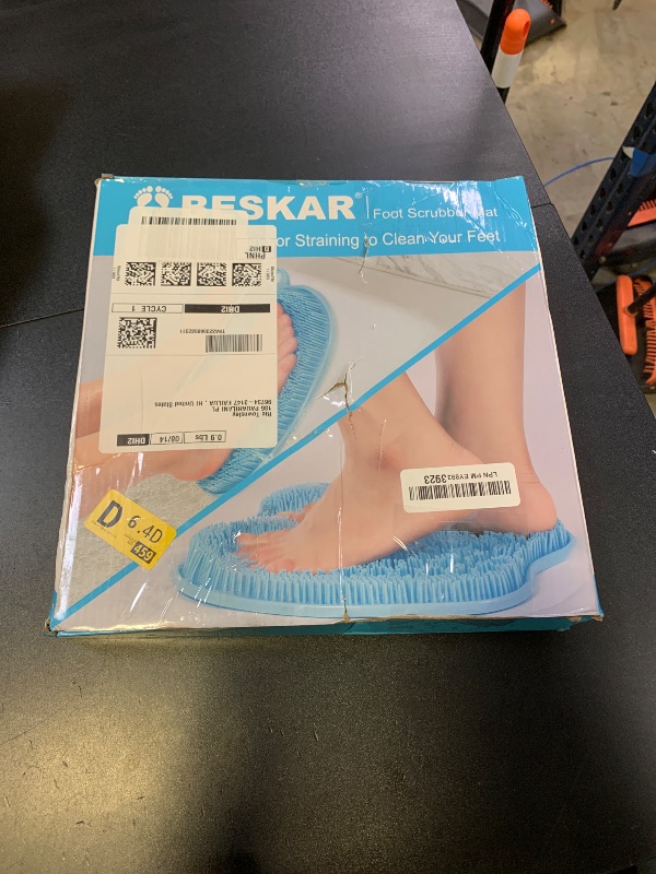 Photo 1 of BESKAR Larger Shower Foot Scrubber Mat with Non-Slip Suction Cups- Cleans, Smooths, Exfoliates & Massages your Feet Without Bending, Improve Foot Circulation & Soothes Tired Feet- Black