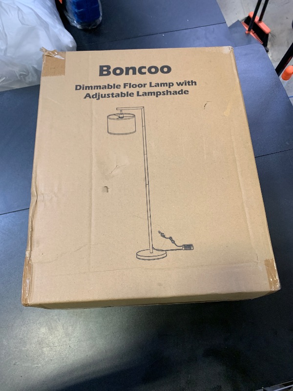 Photo 1 of Boncoo Gold Floor Lamp, Montage Modern Standing Lamp with Flexible Lamp Head, Dimmable Floor Lamp for Living Room Tall Over Couch Reading Light for Bedroom, Office, 9W LED Bulb Included