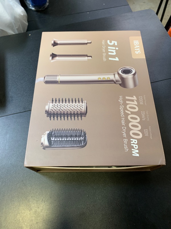 Photo 1 of IBAYS 5 in 1 Hair Styler & Hair Dryer Brush, 110,000 RPM High-Speed Airwrap with Negative Ions for Frizz-Free Styling Fast Drying Curling Straightening Volumizing, Auto Wrap Hot Air Styler