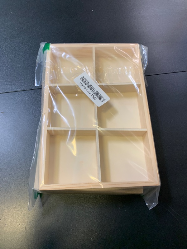 Photo 1 of LC LICTOP 6 Grids Wooden Jewelry Tray 2.8 Inch Compartment Showcase Display Case Handicraft Storage Box Art Tool Box Drawer Organizer 2Pcs