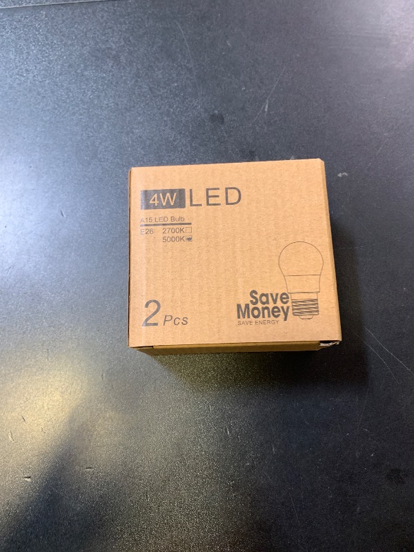Photo 1 of LED Refrigerator Light Bulb 40 Watt Equivalent, 120V Fridge Appliance Light Bulb 4W Daylight White 5000K, Waterproof A15 Fridge Light Bulbs 450LM, E26 Freezer Light Bulbs Non-dimmable, 2Packs