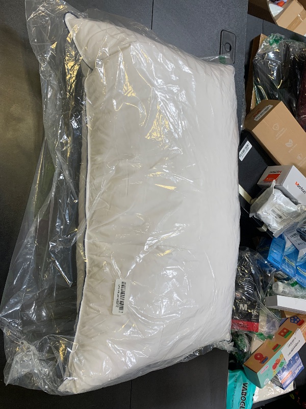 Photo 1 of Pacific Coast Bed Pillow, Hotel Goose Feather and Down Pillow for Sleeping, 3-Chamber Pillow with High Thread Count 100% Cotton Shell, Queen Size