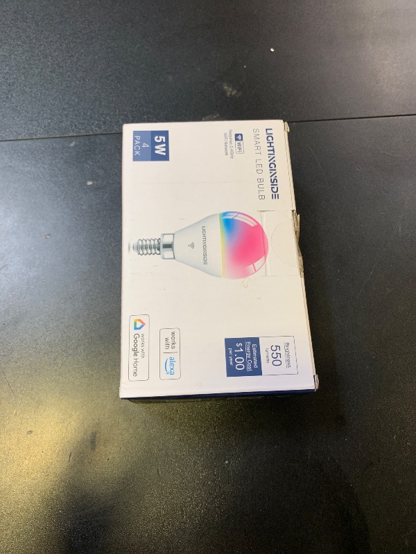 Photo 1 of Lightinginside E12 Smart Light Bulbs 50W Equiv., G16.5 RGBCW Candelabra Chandelier Ceiling Fan Smart Bulb Works with Alexa/Google Home/Smart Life, 5W 550LM, 2.4G WiFi Bluetooth Bulb, ETL Listed, 4PCS