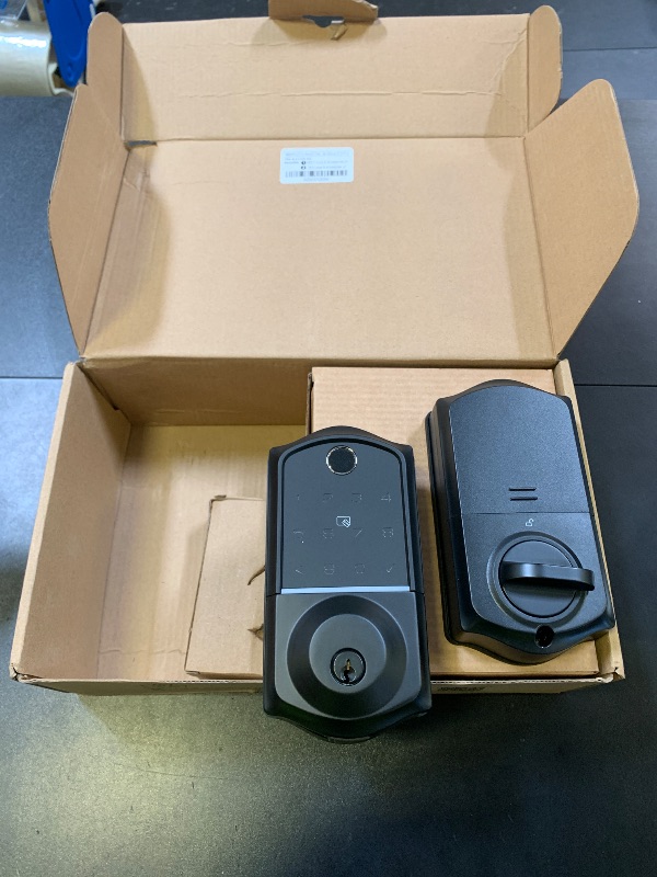 Photo 1 of Veise VE017-L Fingerprint Smart Lock with 2 Lever Handles, Keyless Entry Front Door Lock Set, App Control, Electronic Digital Keypad Deadbolt, Easy Installation, Emergency Power Port, Matte Black