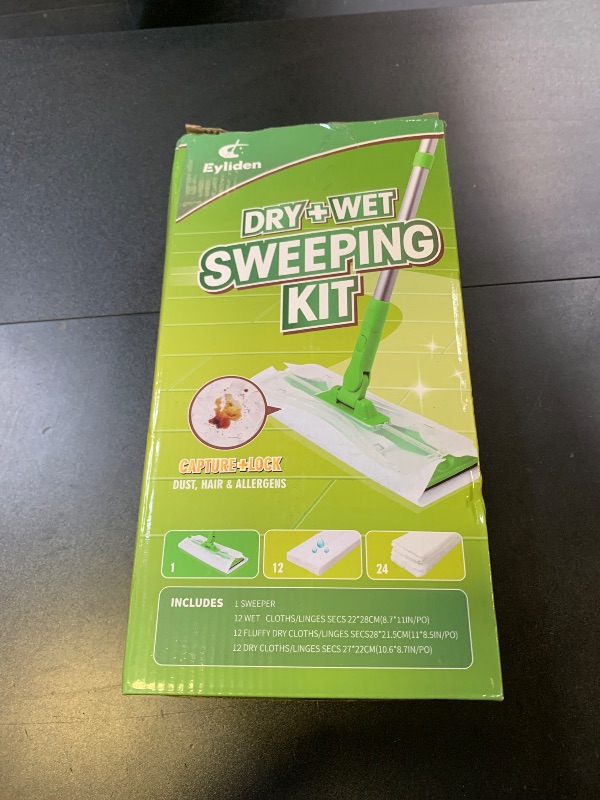 Photo 1 of Eyliden Sweeper Mop - Lock Tight Design No Lost Pads - 36 Disposable Dry & Wet Cloths, Dust Mop Starter Kit for Pet Hair, Hardwood Floors, 360 Swivel, Universal Refills, Efficient Floor Cleaning