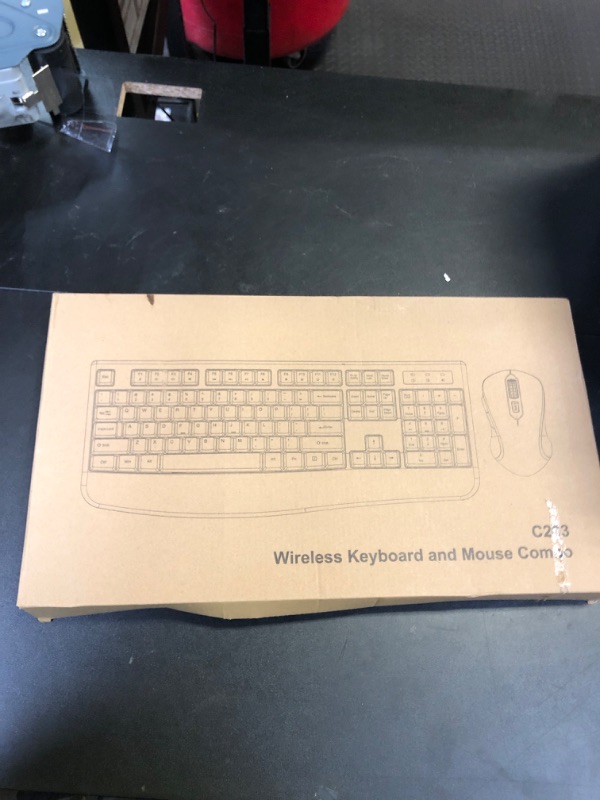 Photo 1 of Wireless Keyboard and Mouse Combo, Full-Sized 2.4GHz Wireless Keyboard with Comfortable Palm Rest and Optical Wireless Mouse for Windows, Mac OS PC/Desktops/Computer/Laptops (Black)