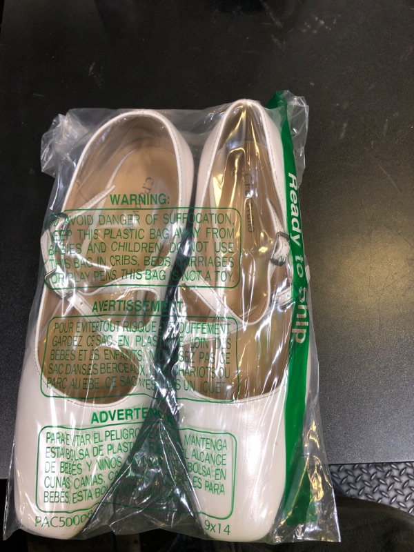 Photo 1 of C.Paravano Women's Mary Jane Flats | Square Toe Ballet Flats with Adjustable Straps | Dress Shoes for Office | White Leather Shoes for Casual(White,8.5)