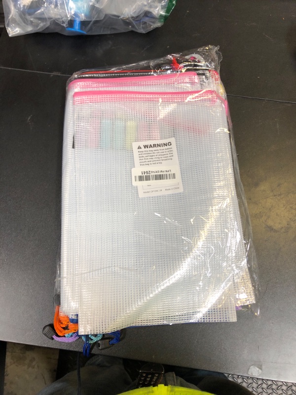 Photo 1 of JARLINK A3 (16.9x12.4 in, 24 Pcs) Mesh Zipper Pouch, 12 Colors Extra Large Zipper Bags, Waterproof File Pouches for Office Supplies, Puzzles, Board Game, School, Travel Accessories & Craft Projects