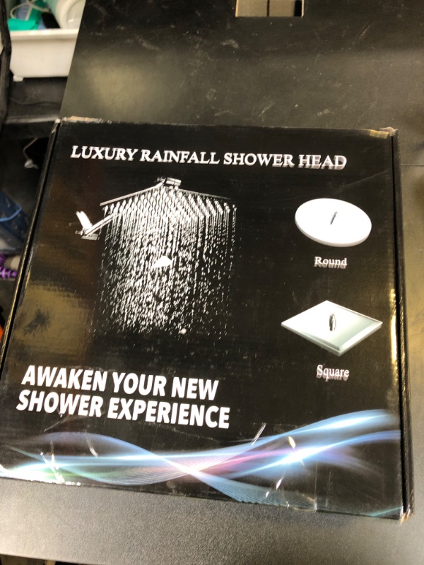 Photo 1 of High/Low Pressure Water Rain Shower Head with 11 Inch Adjustable Extension Arm and 5 Settings Handheld Shower Head Combo,Powerful Shower Spray - Matte Black, 12 Inch