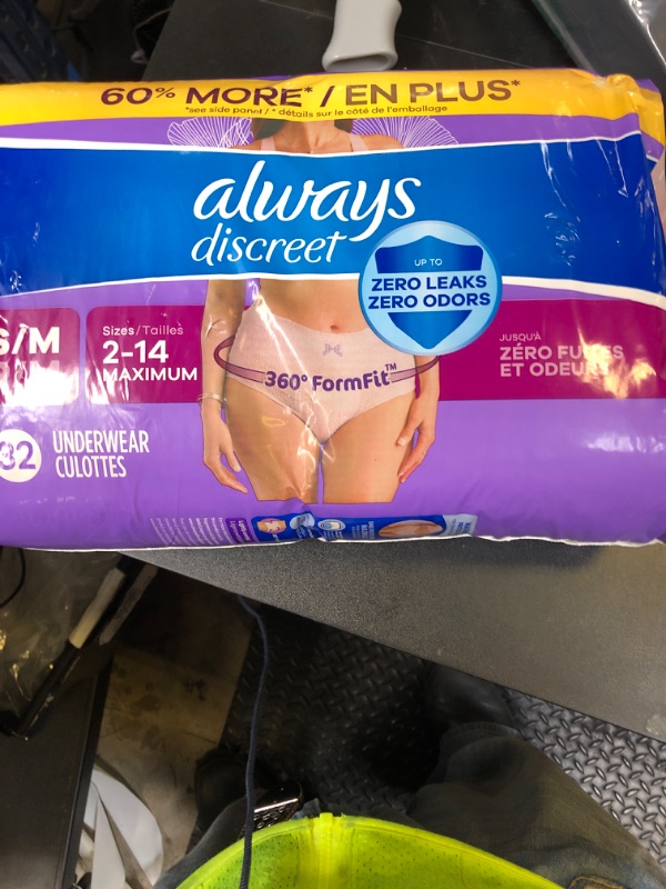 Photo 1 of Always Discreet Adult Incontinence Underwear for Women and Postpartum Underwear, Small/Medium, Up to 100% Bladder Leak Protection, 32 Count