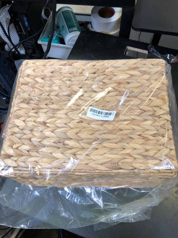Photo 1 of Wicker Storage Baskets with Lid, Basket With Lid Decorative Storage Rectangle 14"D X 11"W X 7"H Wicker Storage Basket With Lid Large Rattan Storage Box Hyacinth Baskets