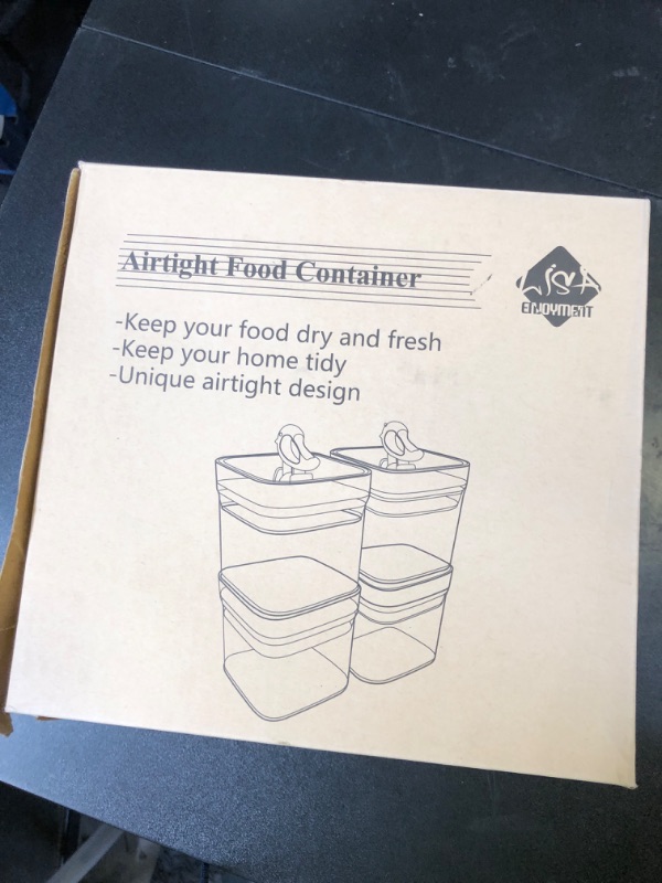 Photo 1 of LHS Airtight Food Storage Container Set 4 Pack, BPA Free Kitchen Pantry Organization Canisters with One-handed Leak Proof Lids, Small, White