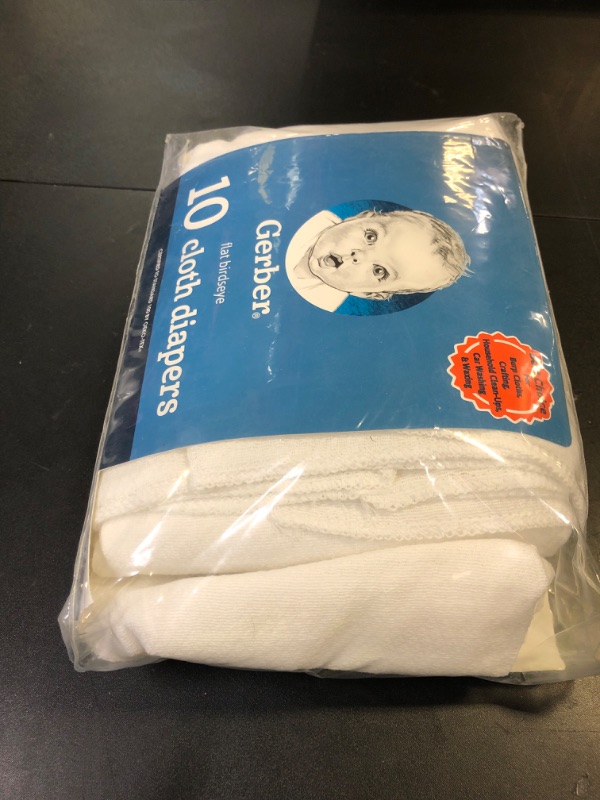 Photo 1 of Gerber Unisex Baby Boys Girls Birdseye Flatfold Cloth Diapers Multipack White 10 Pack
