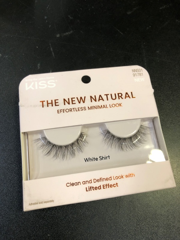Photo 1 of KISS The New Natural, False Eyelashes, White Shirt', 12 mm, Includes 1 Pair Of Fake Lashes, Contact Lens Friendly, Easy to Apply, Reusable Strip Lashes