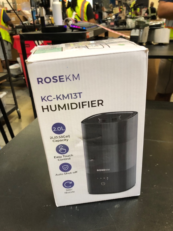 Photo 1 of ROSEKM Humidifiers for Bedroom, 2.0L Cool Mist Humidifier for Home Plant and Baby Nursery, Quiet Ultrasonic Humidifier with 360° Nozzle, Auto Shut-Off, Filterless, Black