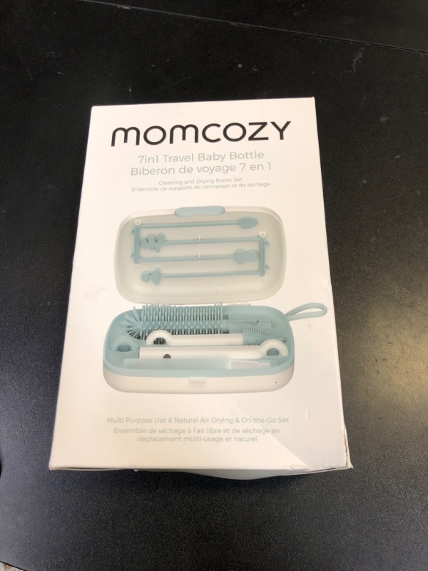 Photo 1 of Momcozy Bottle Brush Set - Baby Bottle Cleaner Kit with Silicone Brush, Nipple Brush, Straw Brush, Soap Dispenser, Drying Rack - 7 in 1 Bottle Cleaning Tool for Home and Travel