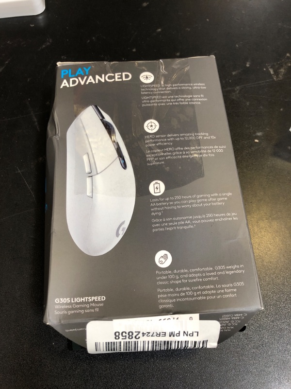 Photo 1 of Logitech G305 LIGHTSPEED Wireless Gaming Mouse, Hero 12K Sensor, 12,000 DPI, Lightweight, 6 Programmable Buttons, 250h Battery Life, On-Board Memory, PC/Mac - White