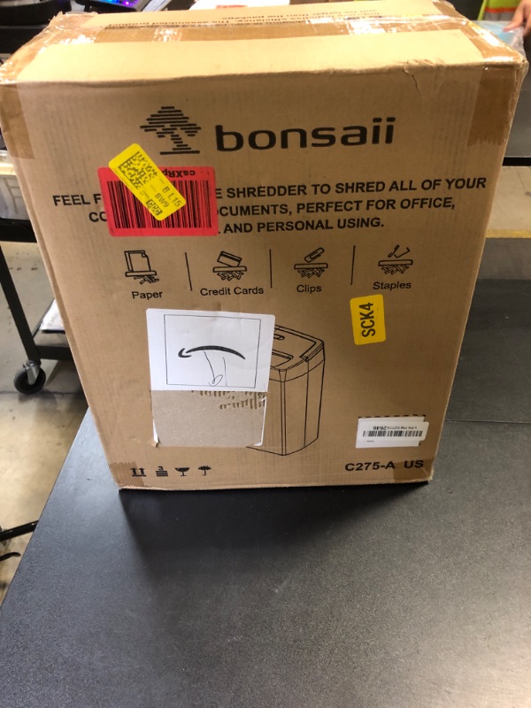 Photo 1 of Bonsaii 12-Sheet Cross Cut Paper Shredder, 5.5 Gal Home Office Heavy Duty Shredder for Paper, Credit Card, Mail, Staples, with Transparent Window, High Security Level P-4 (C275-A)