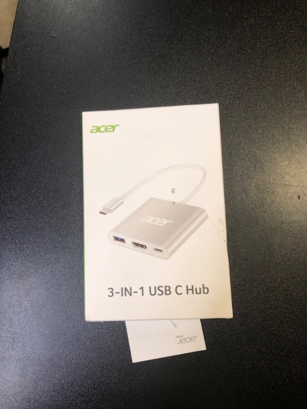 Photo 1 of Acer USB C to HDMI Adapter, 4K USB C Hub with 100W PD, USBA 3.0 Port, HDMI to USBC Multiport Digital AV Converter for MacBook Pro/Air, iPad, Tablets, Switch, TV, Monitor and More (Silver)