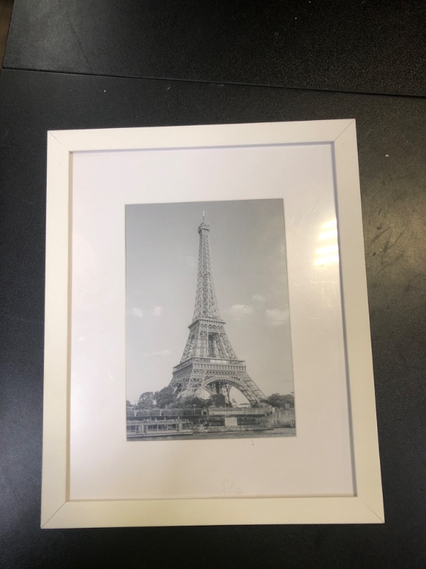 Photo 1 of upsimples 8x10 Picture Frame, Display Pictures 5x7 with Mat or 8x10 Without Mat, Wall Hanging Photo Frame, White, 1 Pack