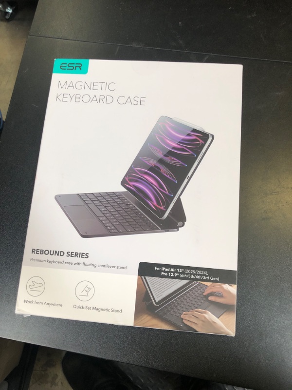 Photo 1 of ESR iPad Air 13 Inch Case Keyboard (M3/M2, 2025/2024) & iPad Pro 12.9 inch (3/4/5/6th Gen) Magic Keyboard, Easy-Set Floating Cantilever Stand, Precision Multi-Touch Trackpad, Rebound Series, Black