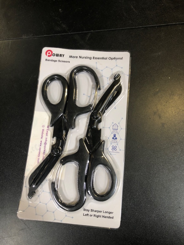 Photo 1 of Opoway 2 Pack Medical Scissors Trauma Shears, 7.5 Inches Stainless Steel Bandage Scissors with Carabiner, Fluoride Coated Surgical Scissors for Nurses, Doctors, Nursing Students, EMT and EMS ?Black)
