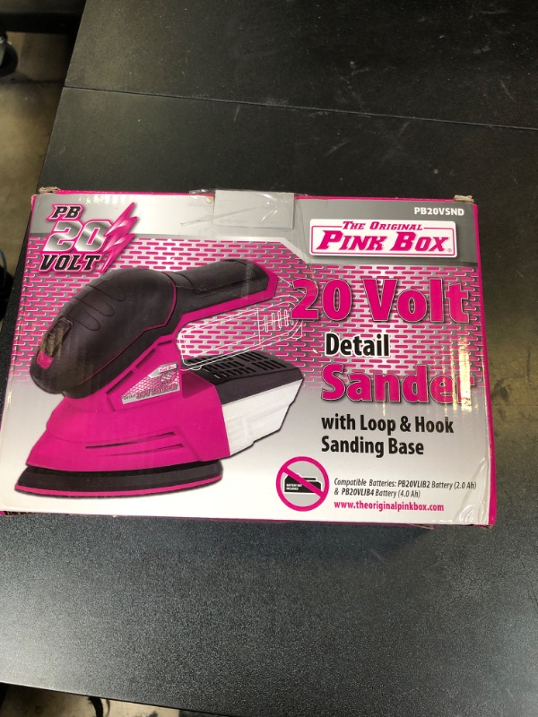 Photo 1 of The Original Pink Box 20-Volt Li-ion Brushless Cordless Detail Sander (Tool Only – Battery Not Included), Pink