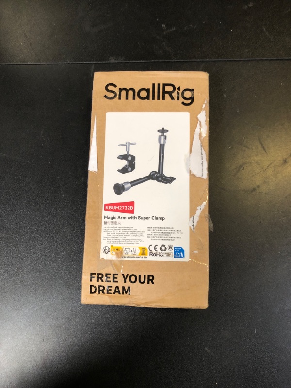 Photo 1 of SMALLRIG Clamp w/ 1/4" and 3/8" Thread and 9.8 Inches Adjustable Friction Power Articulating Magic Arm with 1/4" Thread Screw for LCD Monitor/LED Lights - KBUM2732B