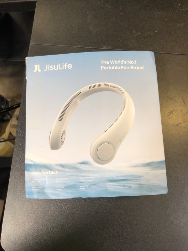 Photo 1 of JISULIFE Portable Neck Fan, Hands-Free Bladeless, 5 Speeds, 4000 mAh Battery Operated Wearable Personal Fan, Twistable, Rechargeable, Gift for Women Men-Grey