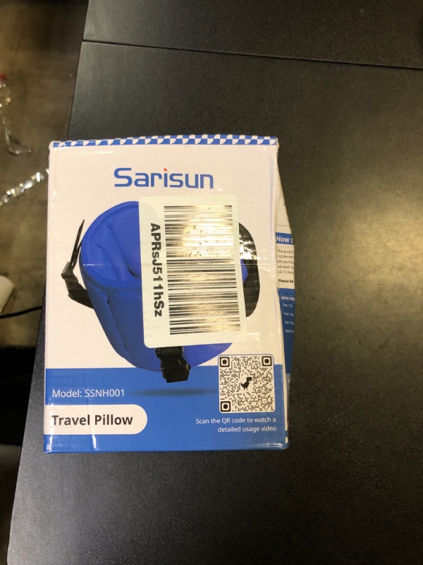 Photo 1 of SARISUN Airplane Pillow Combo with Chin Strap, Travel Pillows for Airplanes with Sleep Eye Mask, Plane Pillow for Long Flights, Car Road Trip, 360° Headrest, Stop Bobblehead, Black