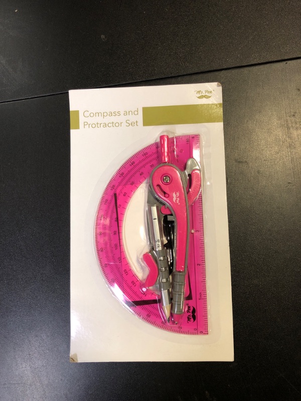 Photo 1 of Mr. Pen- Compass and Protractor Set, Vivid Cerise, Compass Geometry Tool, Protractor and Compass Set, Compass Drawing Tool, Drawing Compass, Geometry Compass, Math Compass for Geometry