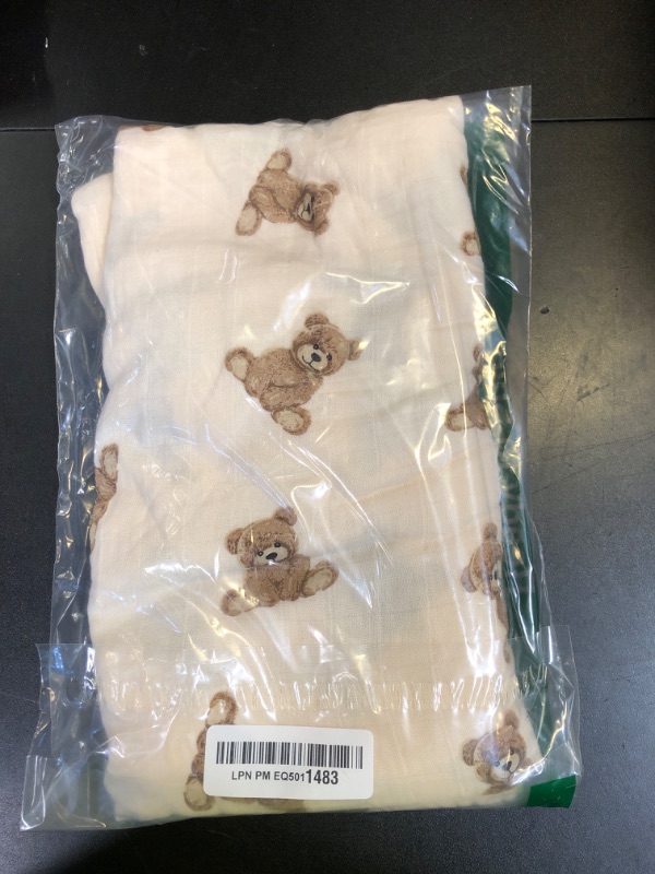 Photo 1 of Ali+Oli Muslin Swaddle Blanket for Baby (Teddy Bear) Large 47" x 47" Soft Rayon Made from Bamboo & Organic Cotton, Machine Washable Receiving Blanket Wrap for Newborn to Toddler