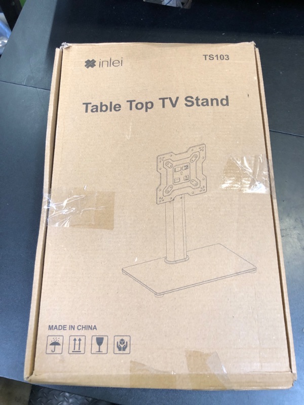 Photo 1 of XINLEI Universal TV Stand Base, Table Top TV Stand for 17-43 Inch LCD/LED TVs, Height Adjustable Monitor Mount Stand with Tempered Glass Base Holds up to 88lbs VESA 200x200mm, TS103