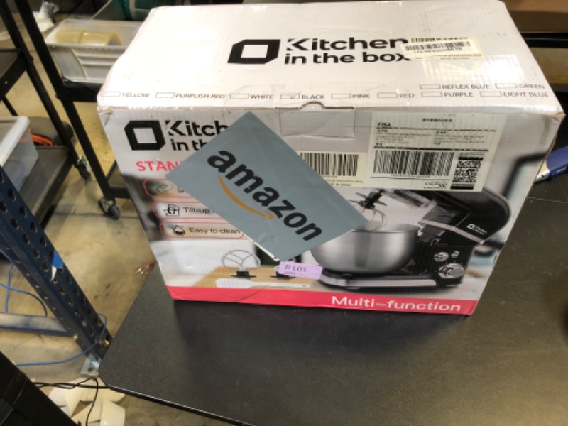 Photo 1 of Kitchen in the box Stand Mixer,3.2Qt Small Electric Food Mixer,6 Speeds Portable Lightweight Kitchen Mixer for Daily Use with Egg Whisk,Dough Hook,Flat Beater (Black)