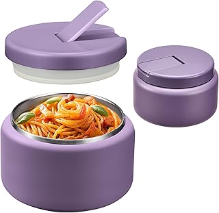 Photo 1 of Soup Thermo for Hot Food Kids 13.5oz Lunch Containers with Buckle Lid Wide Mouth Hot Food Jar Vacuum Insulated Stainless Steel Bento Box Leakproof with Spoon(Purple)