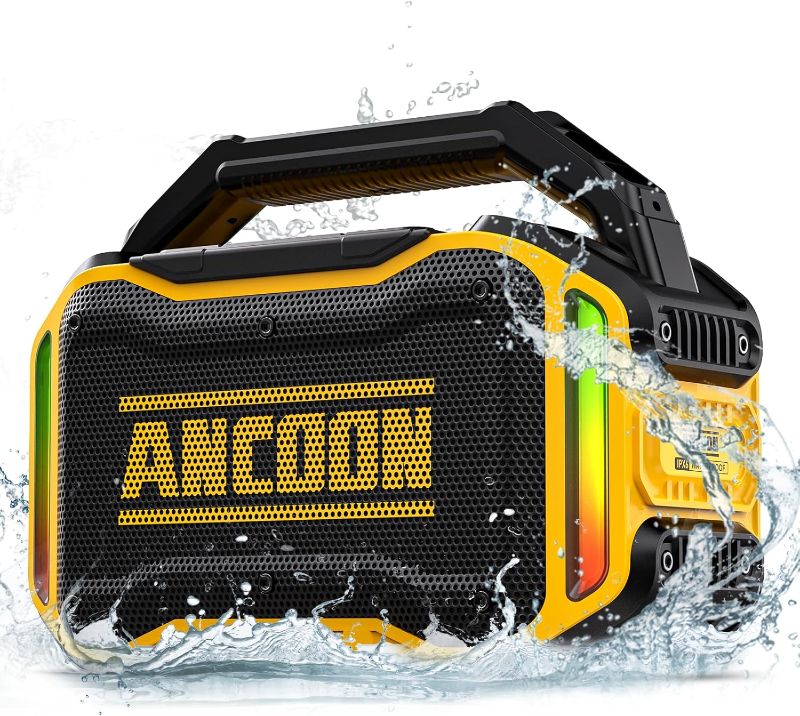 Photo 1 of Speakers Bluetooth Wireless: 80W(Peak) Loud Speaker with Bass, 20H Playtime, IPX6 Waterproof, Large Jobsite Speakers for Work, Outdoor, Workshop, Garage, Portable Speaker with TWS (Yellow)